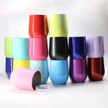 12oz Wine Cup  Double-Insulated Tumbler, Stemless Steel Tumbler Wine Cup With Lid Travel Mug